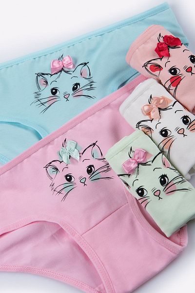 Happy Fox Chiloți imprimați pentru fete din bumbac Mixcolor, pachet de 5