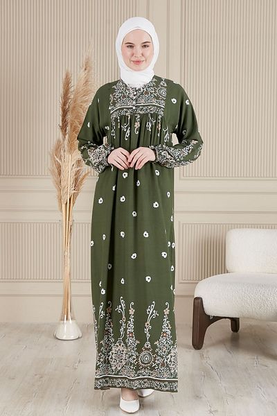 fistan Shirred Robadan Buttoned Front Viscose Fabric Tesseture Clothing Mother Dress Prayer Dress