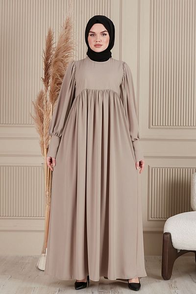 fistan Shirring Robadan Μπροστινά κουμπιά από ύφασμα βισκόζης Φόρεμα προσευχής για μητρικό φόρεμα