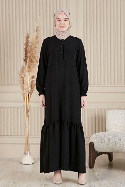 fistan Eteği Fırfırlı Önden Düğmeli Salaş Aerobin Elbise Tesettür Elbise Anne...