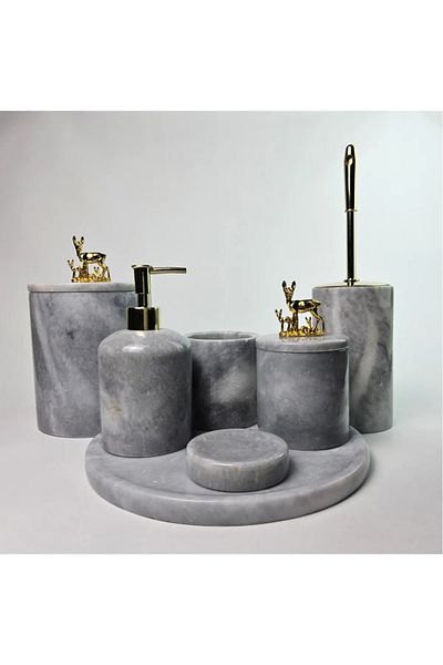 ege gross Dusty Silver Marble Bathroom Set 7Pcs/Grey Marble Bathroom Set