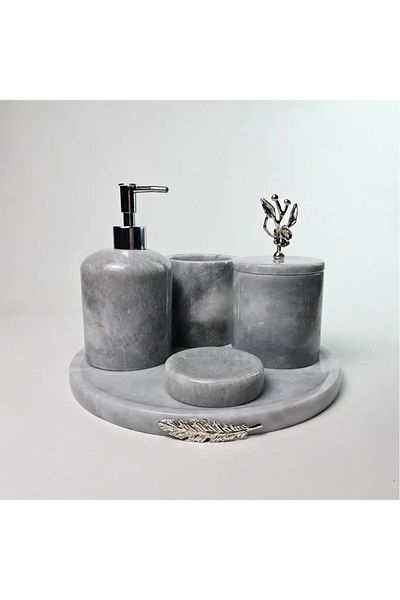 ege gross Dusty Silver Marble Bathroom Set 5Li/Gray Marble Bathroom Set