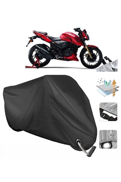 CoverPlus Tvs Apache Rtr 200 Motosiklet Branda (bağlantı, Kilit Uyumlu)-siyah