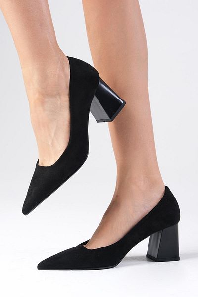 Mio Gusto Pantofi cu toc pentru femei Fleur Black Suede Block