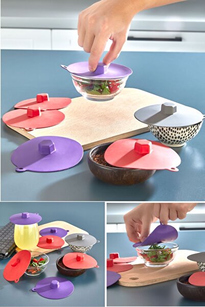 Kitchen Beauty 2 Adet Silikon Vakumlu Kase Kapağı Hava Almaz Kahvaltılık Kapak 11 Cm