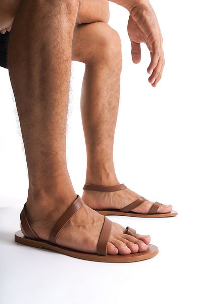 DaphneSandals Sandale pentru bărbați din piele naturală maro - ERK2017