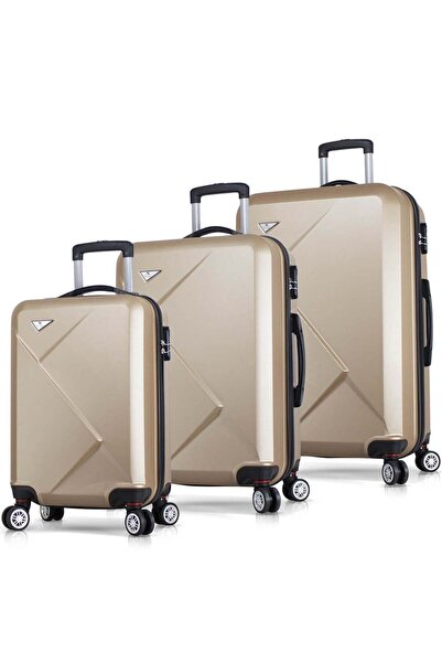 My Valice Diamond Abs Kabin Orta Ve Büyük Boy Gold 3'lü Valiz Seti