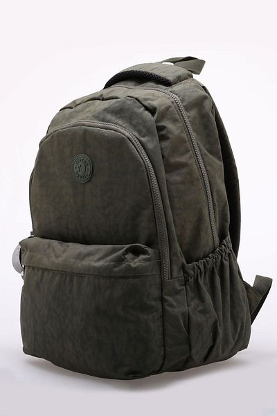 KISCHE Khaki Green Crinkle Waterproof Primary School and College Bag - with Laptop Compartment