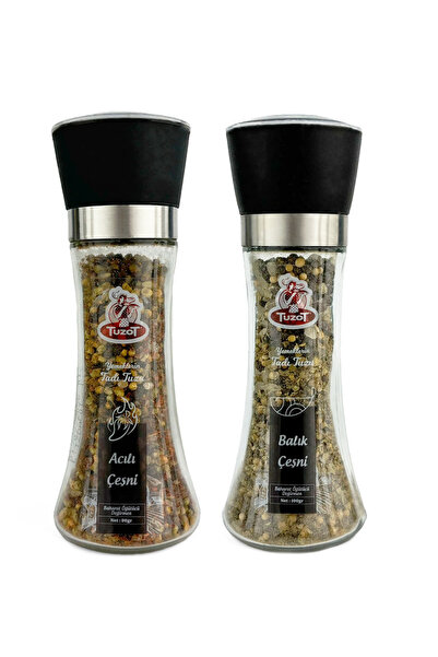 TUZOT Baharat Çeşni Cam Değirmenli 2'li Set (Acılı-Balık)