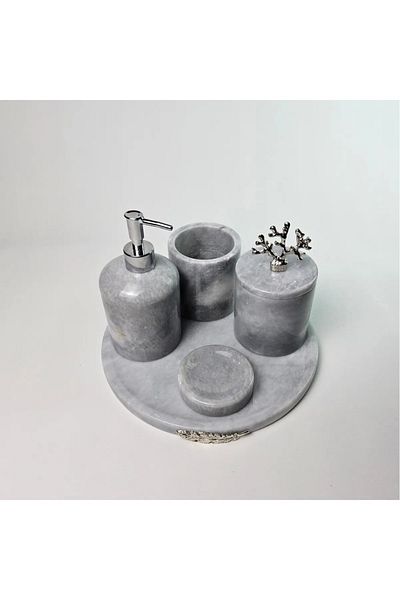 ege gross Dusty Silver Marble Bathroom Set 5Li/Gray Marble Bathroom Set