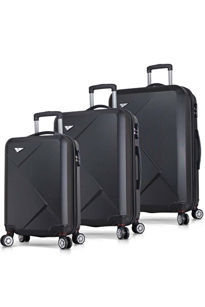 My Valice Diamond Abs Kabin Orta Ve Büyük Boy Siyah 3'lü Valiz Seti