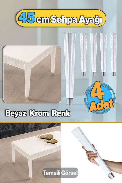 Badem10 Mobilier Culoare Alb Cromat Picior Masa De Cafea Din Plastic 45cm Picior Elite Picior Zigon Pentru Masa De Sufragerie Bucatarie 4buc