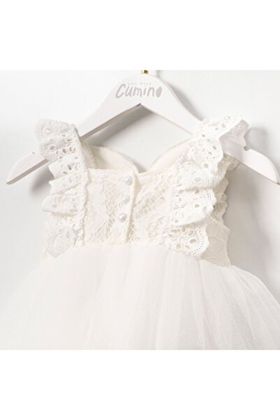 Cumino White Romper - Angel Sequin, Winged and Scalloped