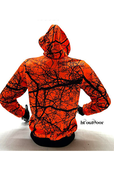 HT Outdoor kışlık fermuarlı dal desenli avcı polar sweatshirt