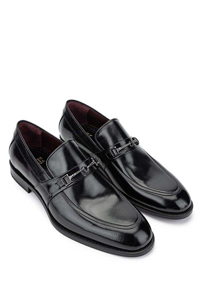 Tamer Tanca Genuine Leather Black Men's Loafer Shoes