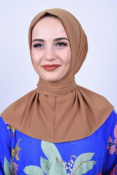 Gültopu Eşarp & Şal Дамски шал с хиджаб и яка с копче за врата - кафяв
