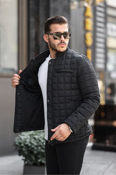 Mero Life Black Men's Puffer Jacket - Furry, Water Repellent, Windproof Quilted