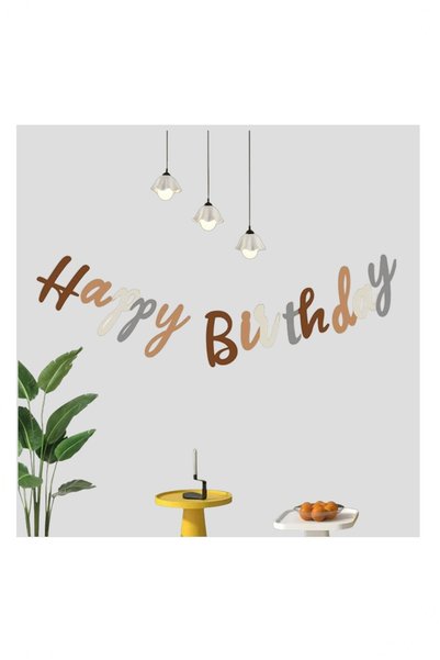 BİDOLUMUTLULUK Happy Birthday Italik Yazı Parlak Süs Parti Eğlence Kutlama