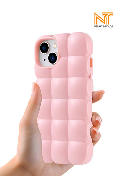 Nezih Case Apple iPhone 13 Uyumlu Kabartmalı Parlak Esnek Kapak Kılıf