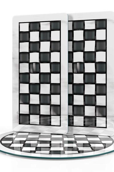 Decovetro MacKenzie 3-Piece Round Glass Plate Set - Black and White