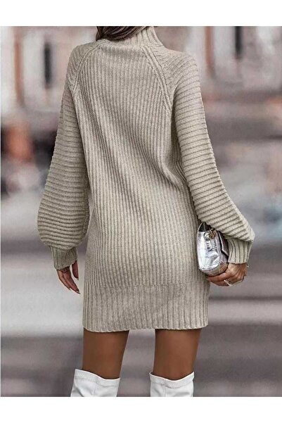 Bracha Γυναικείο πλεκτό φόρεμα με μισό ζιβάγκο ζακάρ