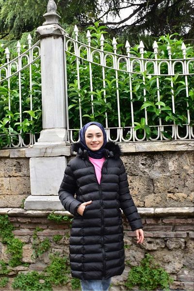azra fashion Straight Stitching Puffer Jacket with Zipper Model - Black - 40 - Azra01957-black-40