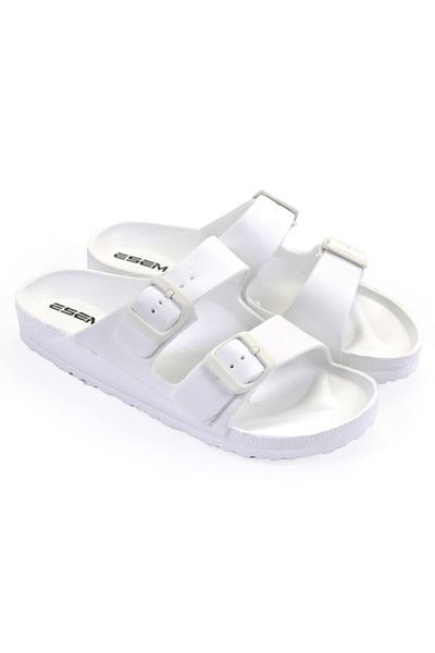 Esem Unisex White Double Buckle Wet Floor Slippers