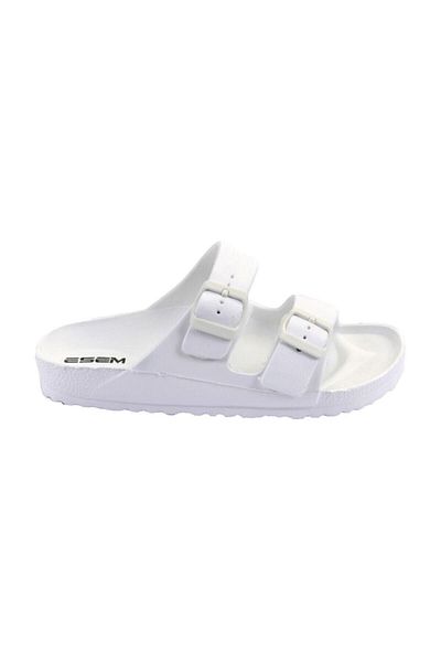 Esem Unisex White Double Buckle Wet Floor Slippers