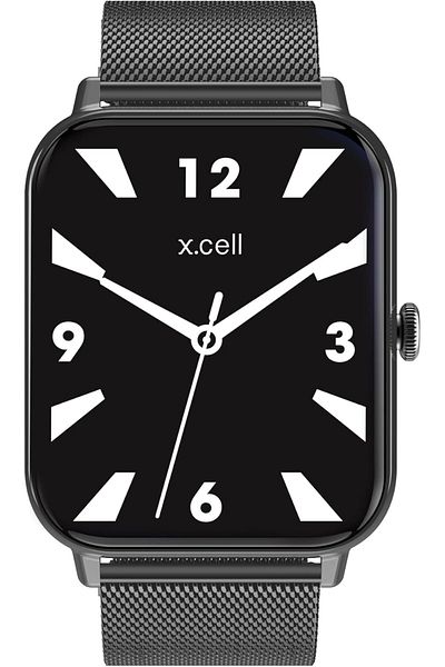 X.Cell G8 Talk Pro Smart Watch: Heart Rate/BP/O2 Monitoring, Calls, IP67, 1 Week Battery, Gun Metal