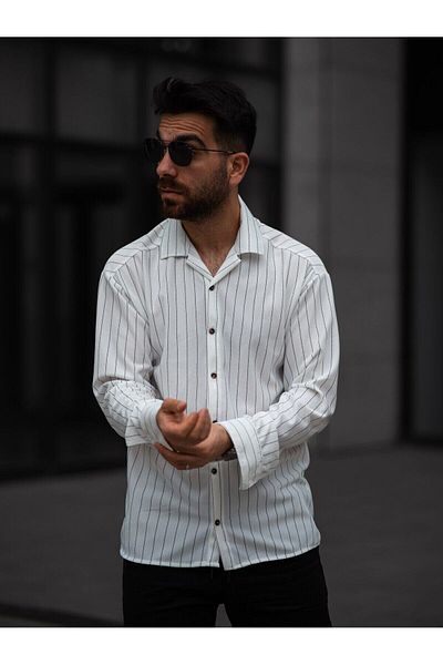 OTAKU Men's Oversize Striped Shirt