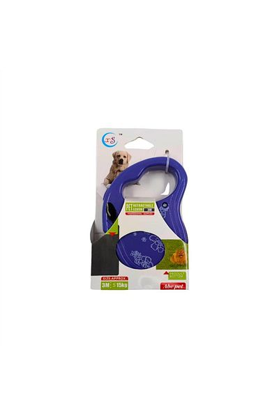 Ans 3 Meters Dark Blue Dog Walking Collar with Automatic Roller - Strap