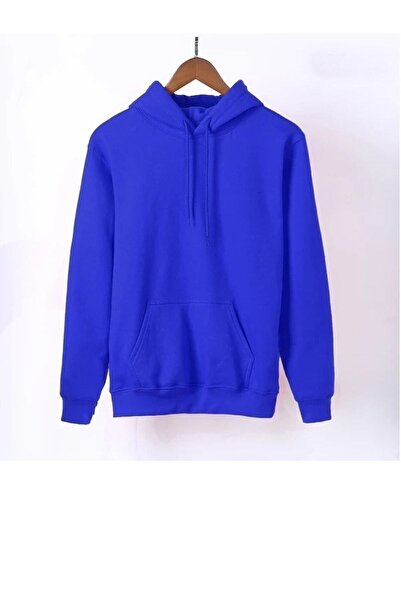 KAFF Unisex Saks Mavi Kapüşonlu Kanguru Cepli Sweatshirt
