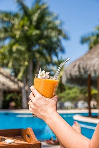 healthy village since 1991 Şeffaf 6'lı Cam Pipet & Sağlam Pipet & Eğimli 6 Adet Set Şeffaf Pipet Meşrubat Pipeti