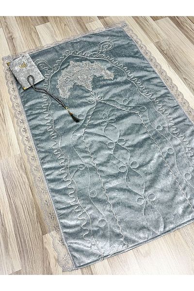 AYHANHOME 3 piece French Laced Velvet Bridal Set - Dowry prayer Mat