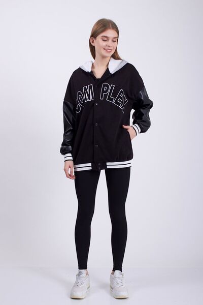 ValBan Accessories Jachetă de colegiu cu 3 fire, unisex, supradimensionată, c...