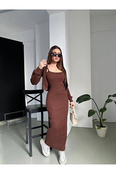 OTAKU Crop Hırka ve Elbise 2'li Takım