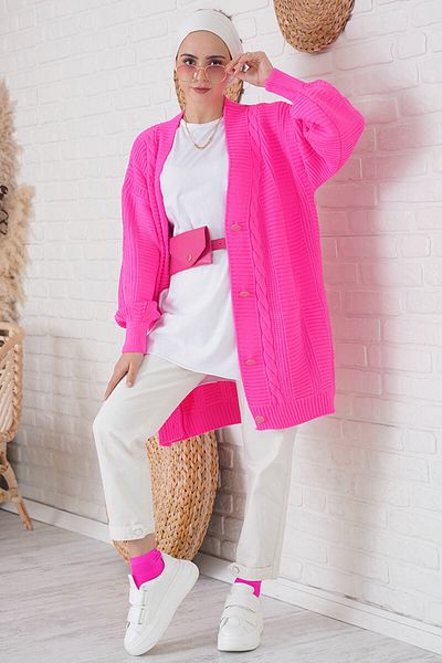 Bigdart 15768 Hijab-Strickjacke – Fuchsia