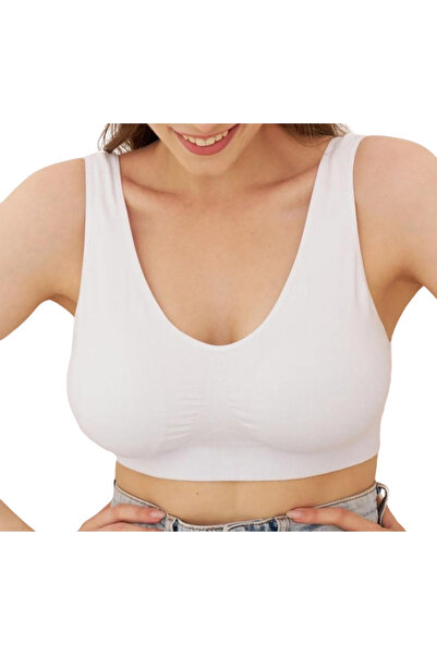 EMBA BUTİK Breast Recovery Thick Strap Padded Bra Corset Sports Bra Bustier Half Undershirt