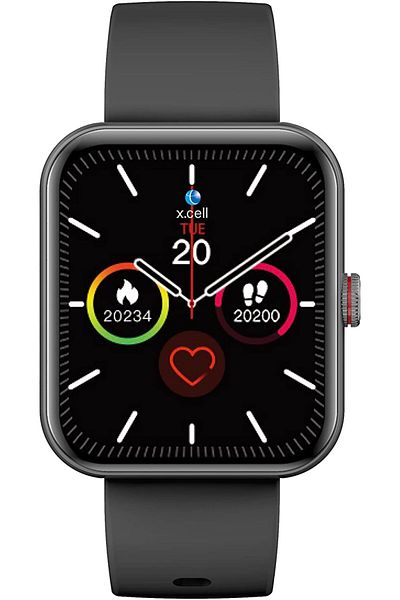 X.Cell G5 Talk Smartwatch: Heart Rate/Blood Pressure/Oxygen Monitoring, IP67, 1 Week Battery, Calls, Black