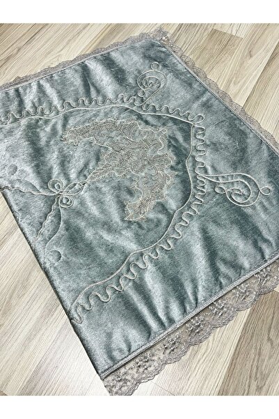 AYHANHOME French Velvet Dowry Bridal Set - Guipure Embroidered Prayer Mat