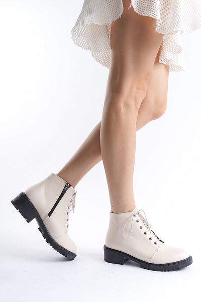 Santamarina Γυναικείες αδιάβροχες μπότες Rosa Beige Skin Lace Up