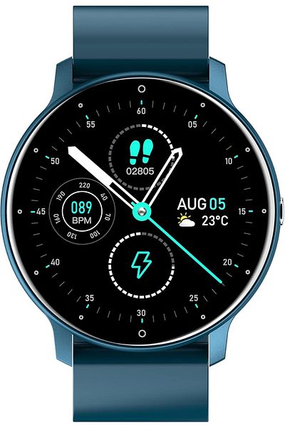 X.Cell Classic 5 GPS Smartwatch, HR/BP/Oxygen Monitor,IP67,7-Day Battery,Magnetic Charging,iOS/Android-Blue