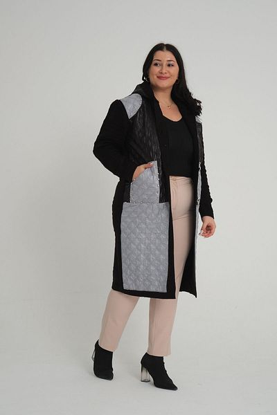 Zm Giyim Gloria Stonework Quilted Detail Large Size Cardigan