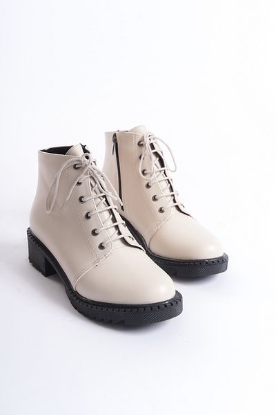 Santamarina Γυναικείες αδιάβροχες μπότες Rosa Beige Skin Lace Up