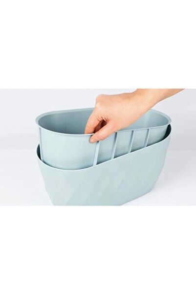 ToXA 3.5lt 30x14,5x15cm Baklava Desenli Hazneli Yakamoz Balkon Saksısı Parlak Plastik Saksı No1 Granit