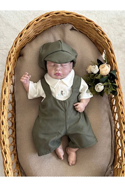 Mama Miel Baby طقم سالوبيت كاكي للأطفال الصغار مصنوع يدويًا على شكل طائر وقبعة