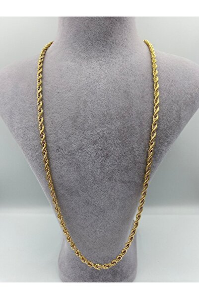 staınless steel 4 Mm Burgu Zincir Antialerjik Paslanmaz Çelik Kolye 70 Cm