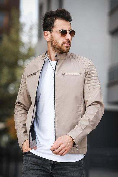 Oksit Ανδρικό παλτό Abuja Stand Collar Slim Fit με λεπτομέρεια με φερμουάρ και αδιάβροχο