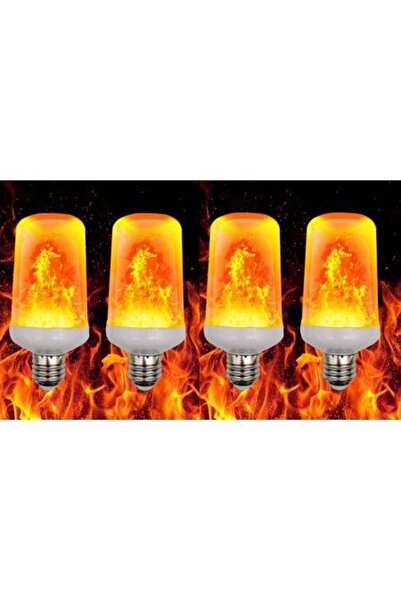 fullreyon 4'lü Paket 3 Işık Modlu, Alev Efektli 5 Watt, E27 Duy Led Ampul, Alev Efektli Çok Kaliteli Led Ampul