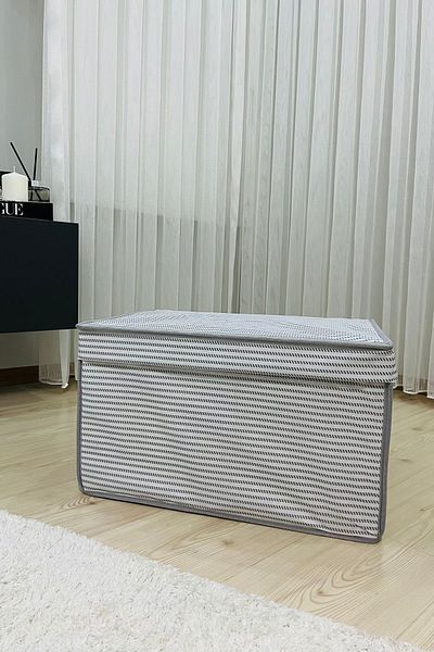 VAYBE MAXI MULTI-PURPOSE STORAGE BOX ORGANIZER GREY LINE PATTERN 40X50X30